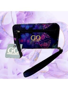 GO Cynthia Rowley Purple and Black Cosmic Clutch, Phone Case & Card Holder, NWT